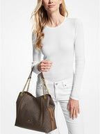 MICHAEL KORS Grand sac porté épaule Piper à logo Marron/Noisette