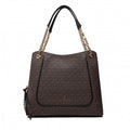 MICHAEL KORS Grand sac porté épaule Piper à logo Marron/Noir