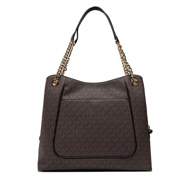 MICHAEL KORS Grand sac porté épaule Piper à logo Marron/Noir