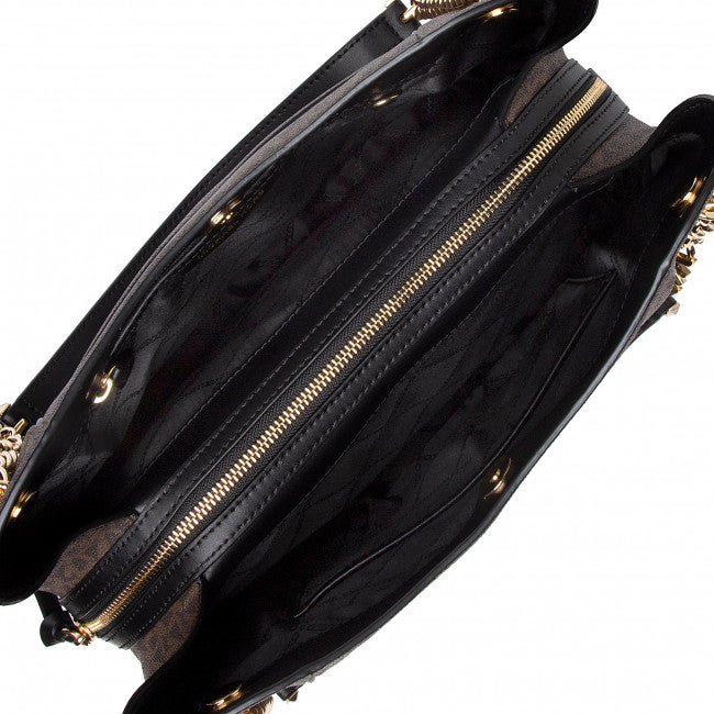 MICHAEL KORS Grand sac porté épaule Piper à logo Marron/Noir