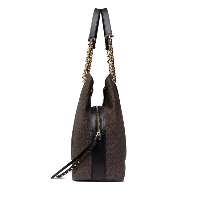 MICHAEL KORS Grand sac porté épaule Piper à logo Marron/Noir