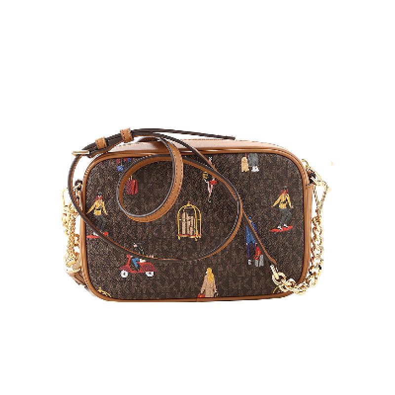 MICHAEL KORS Petit sac à bandoulière Jet Set Brown Multi