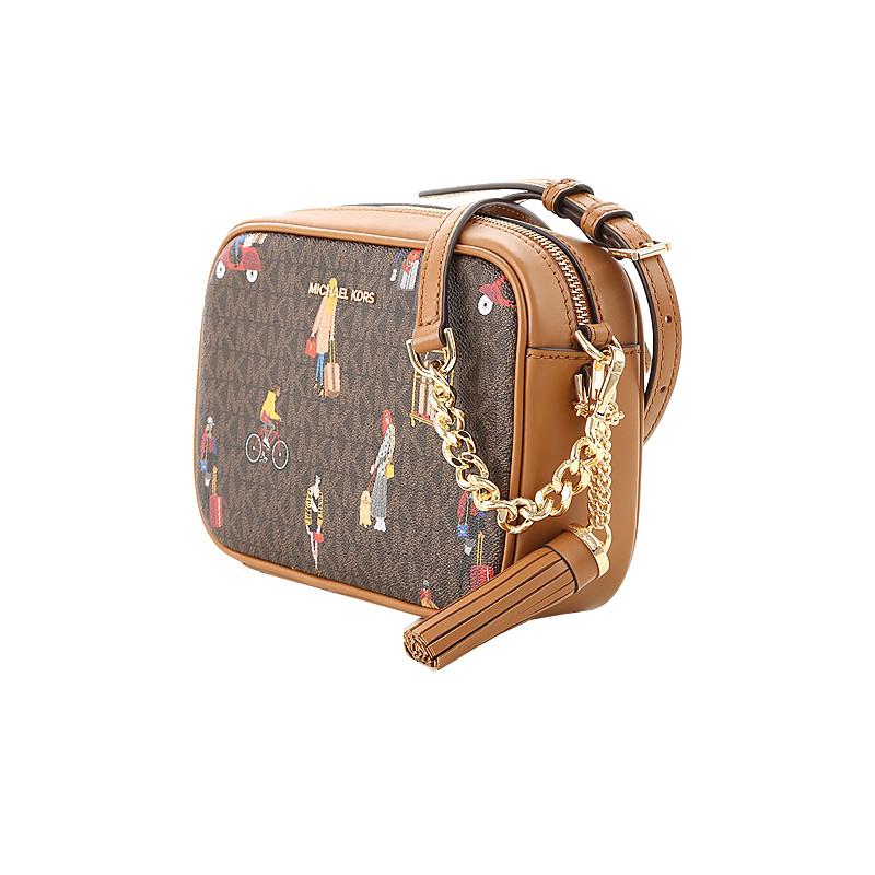MICHAEL KORS Petit sac à bandoulière Jet Set Brown Multi