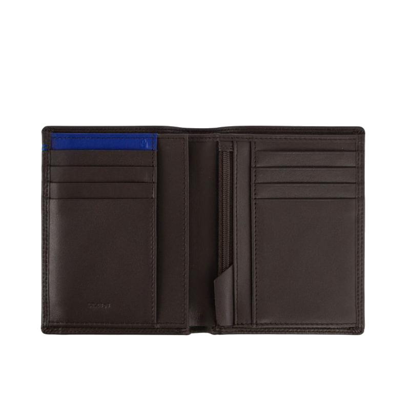 LE TANNEUR Portefeuille Martin vertical moyen modèle zippé 2 volets en cuir lisse