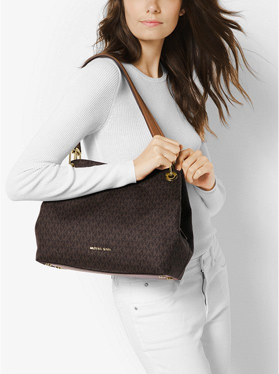 MICHAEL KORS Grand sac porté épaule Raven en cuir Bronze/Noisette