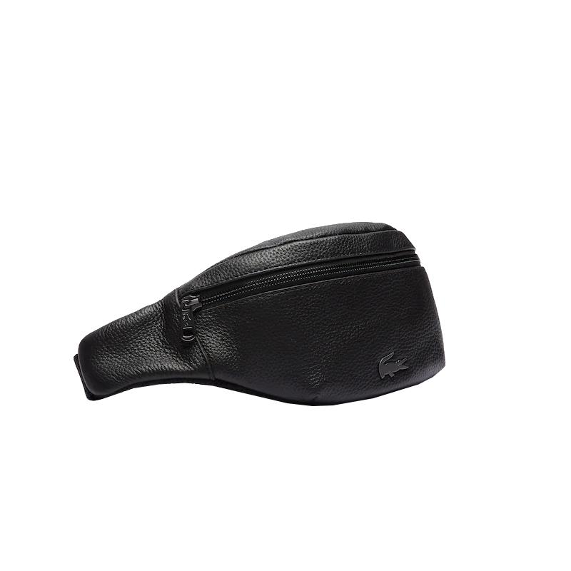 Sac banane zippé en cuir grainé Soft Mate pour homme Lacoste