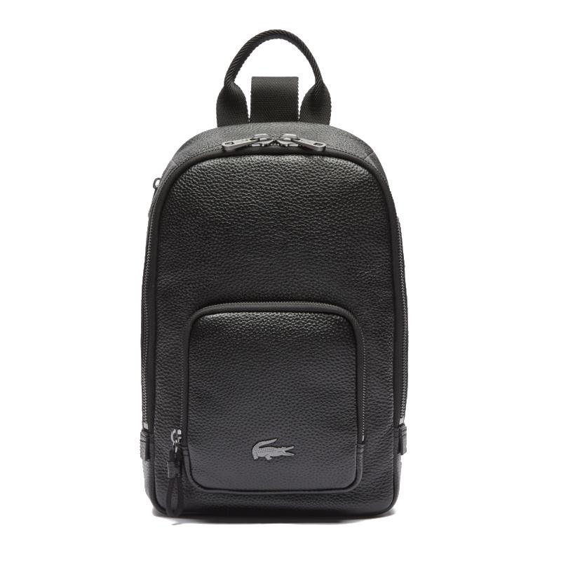 Sacoche croisée souple Soft Mate Lacoste en cuir grainé mat