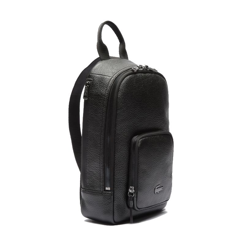 Sacoche croisée souple Soft Mate Lacoste en cuir grainé mat