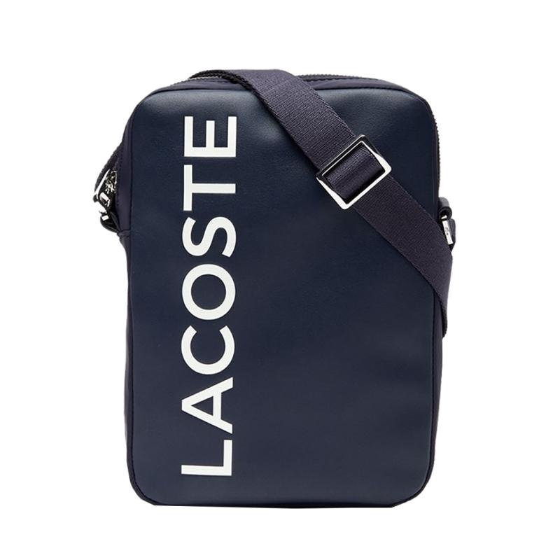 Sacoche verticale Lacoste Signature en cuir uni