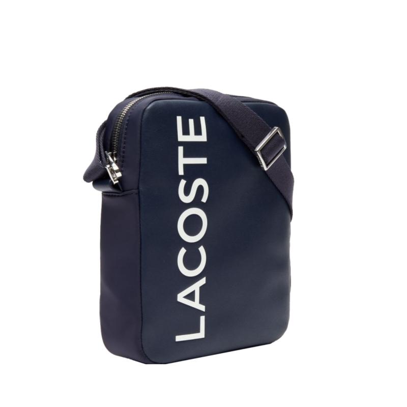Sacoche verticale Lacoste Signature en cuir uni