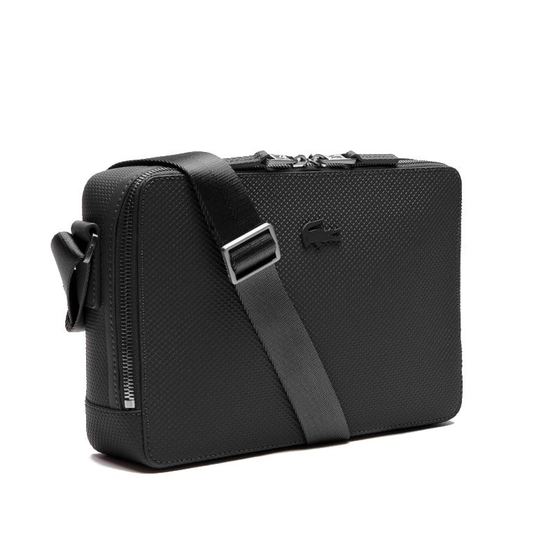 Sacoche zippée Homme Lacoste  Chantaco en cuir piqué mat