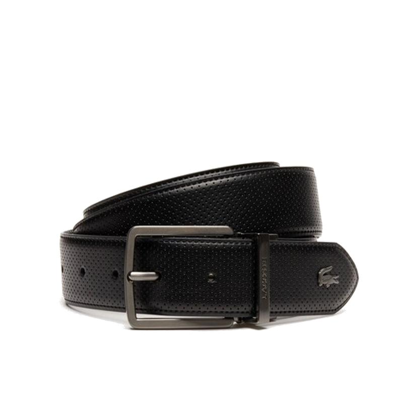Ceinture réversible en cuir piqué à boucle gravée Lacoste