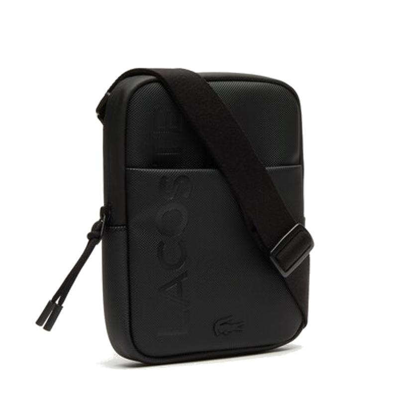 Petite sacoche zippée unie Lacoste avec marquage