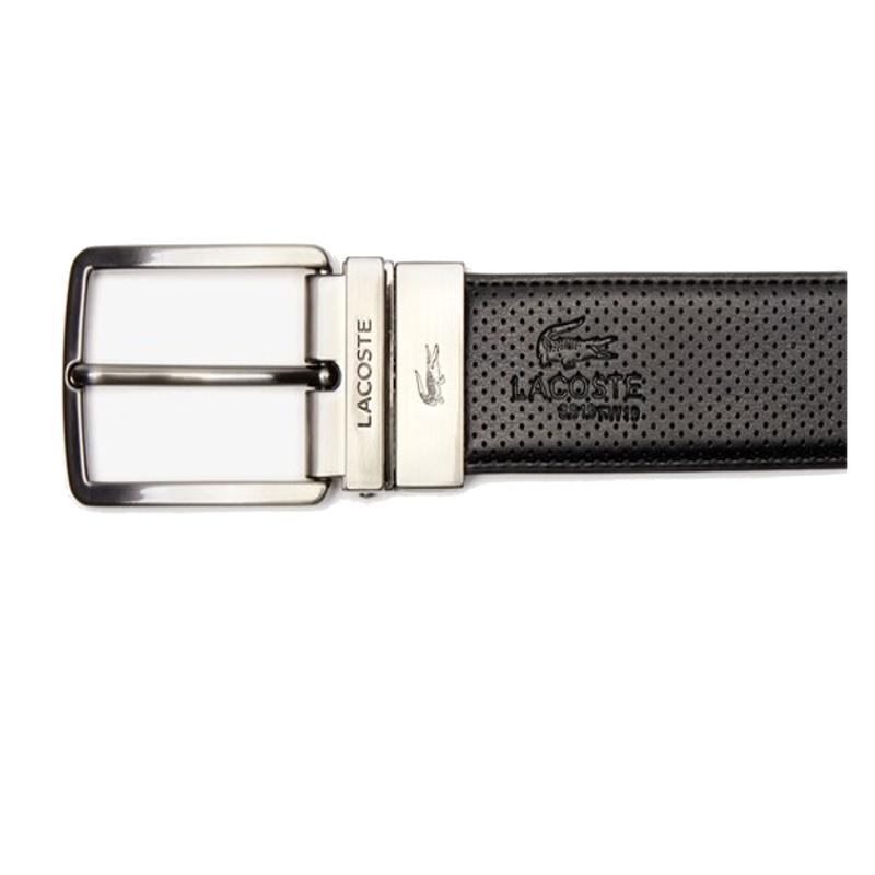Ceinture réversible en cuir piqué à boucle gravée Lacoste