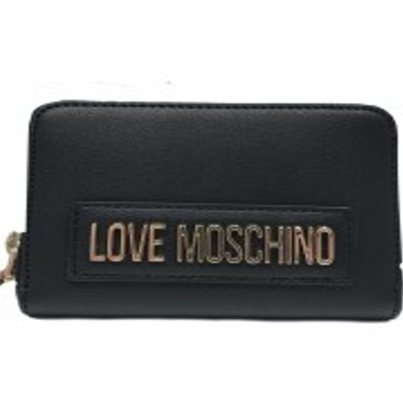 Portefeuille zippé Love Moschino, noir