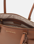 Camel - MICHAEL KORS Grand cabas Jet Set en cuir grainé avec glissière supérieure Camel
