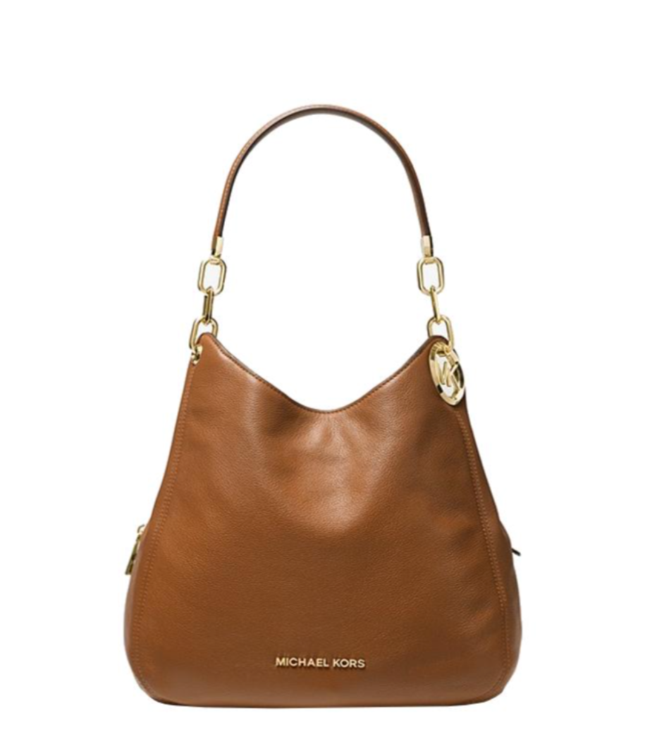 Camel - Grand sac porté épaule Lillie en cuir grainé Noir/Doré
